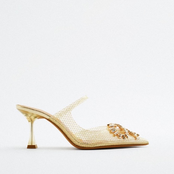 ZARA High Heel Vinyl Slingback Mules - Picture 5 of 7